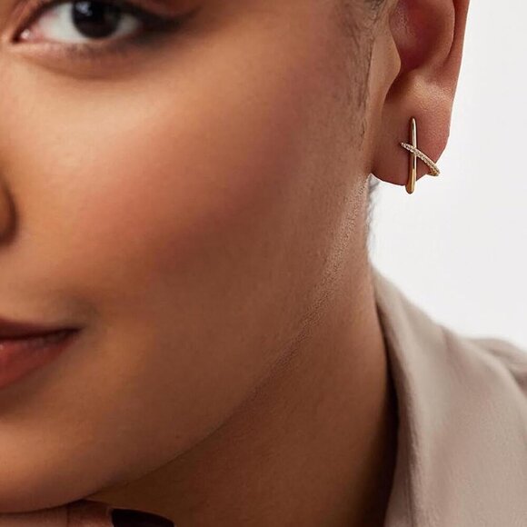 14K Gold Cubic Zirconia Stud Earrings for Women - Hypoallergenic, Dainty, Elegan - Picture 3 of 6